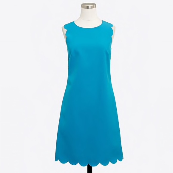 J. Crew Dresses & Skirts - J.Crew bright blue scalloped shift dress